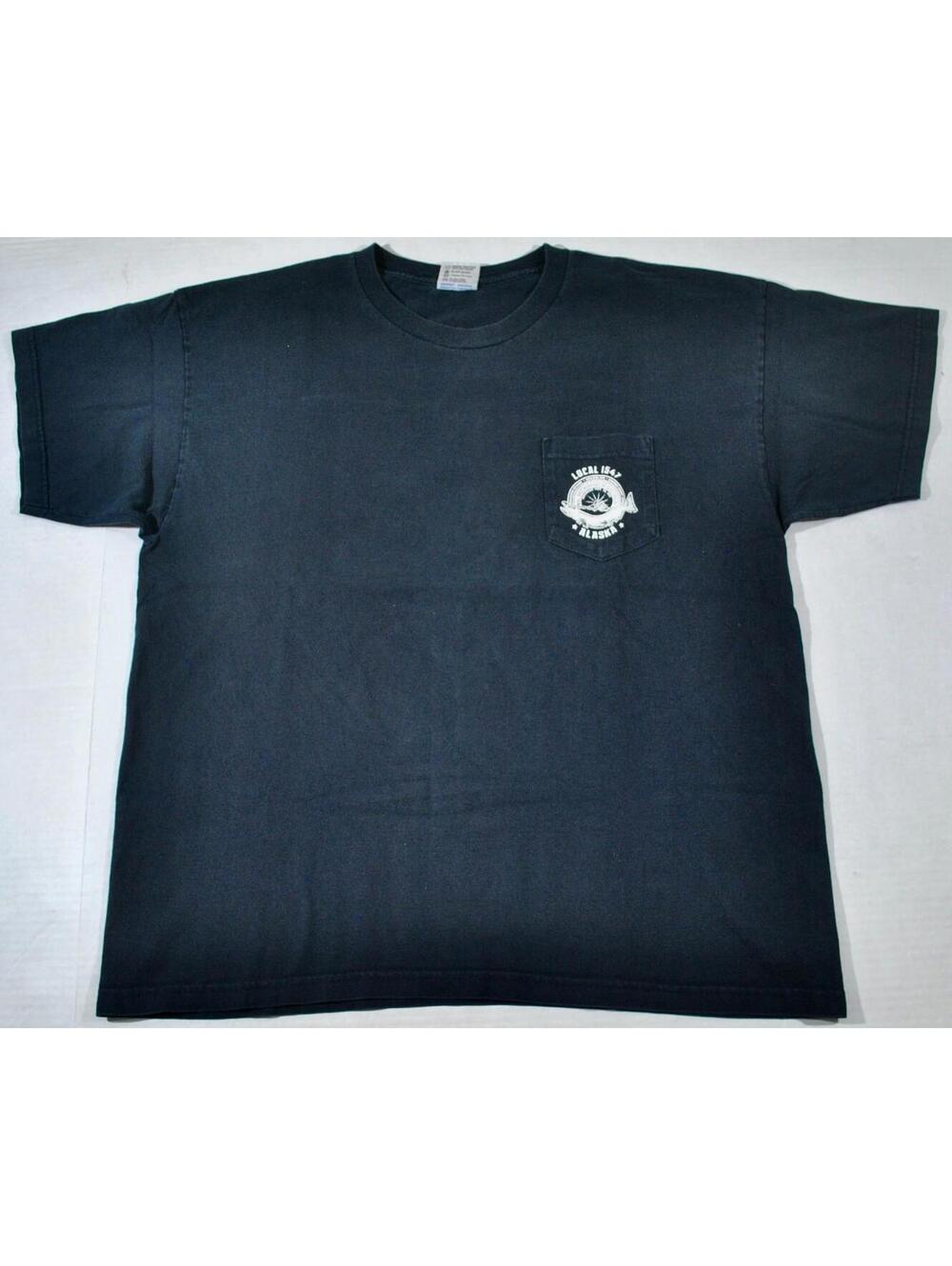 Vintage Local 1547 Alaska Salmon Electrical Black Fish Shirt Size 2X-Large